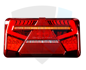 Lampa tylna zespolona LED  lewa  12-24V  5 funkcji z dynamicznym kierunkowskazem i trójkątnym refleksem