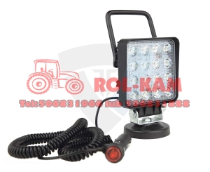 Lampa Robocza 16LED 48W kwadratowa  rozproszona - magnes