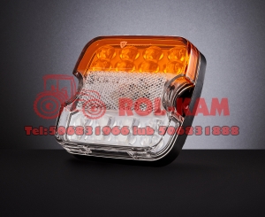 Lampa przednia LED  12-30V ze światłem pozycyjnym i kierunkowskazem  pomarańczowe i białe światło